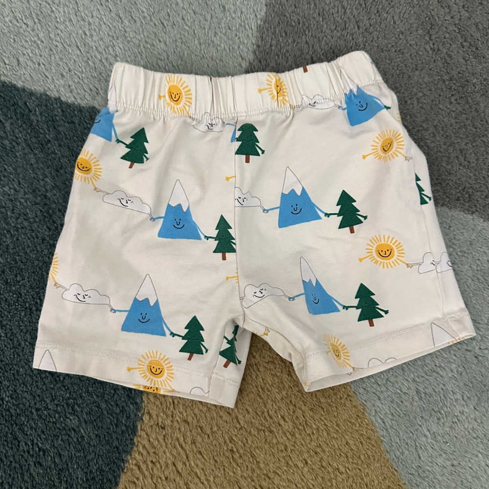 Hanna Andersson Kids Mountain & Sun Print Cotton Shorts